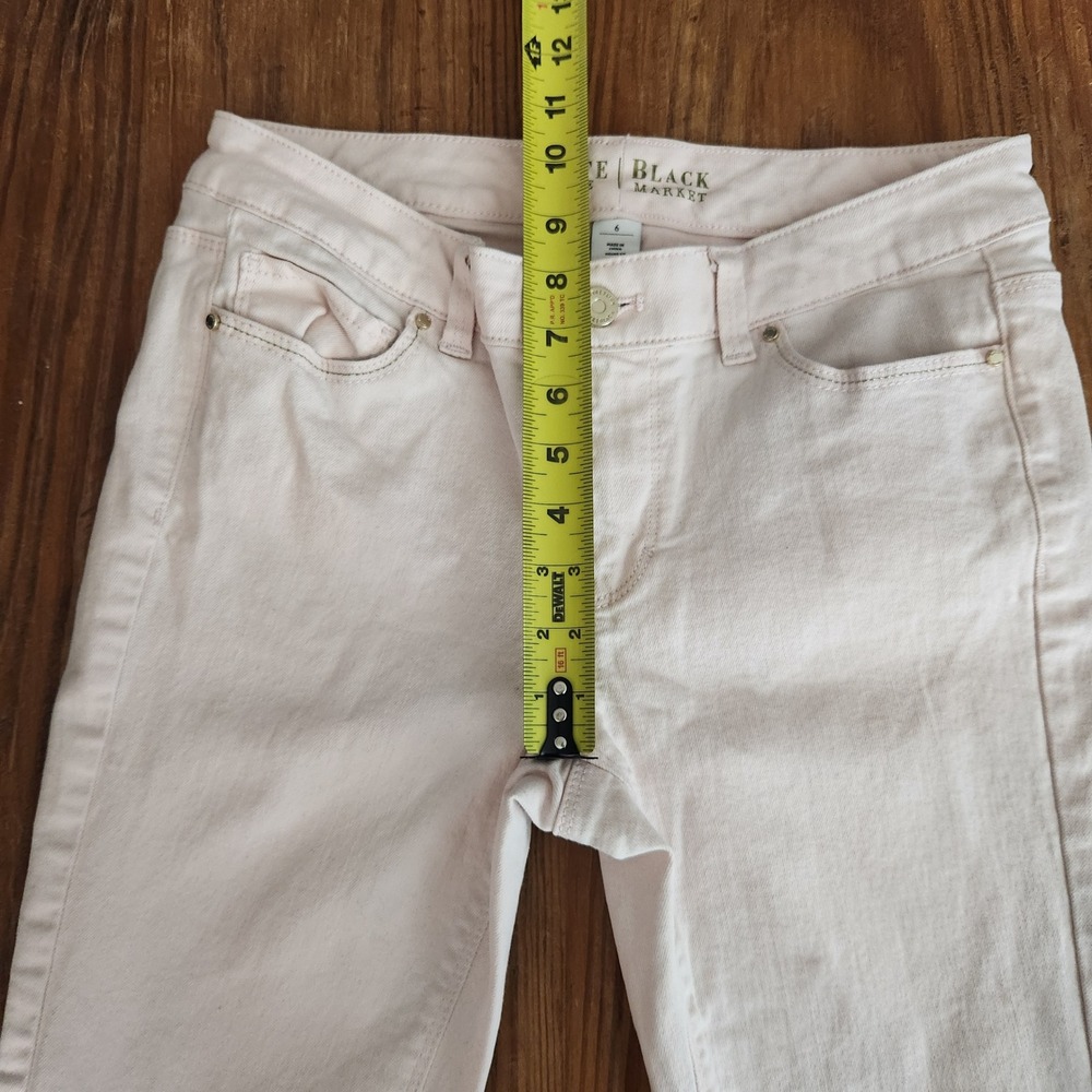 White House Black Market Pink Jeans Size 6 Skinny Ankle Gold Zip Leg Metallic - Picture 10 of 11